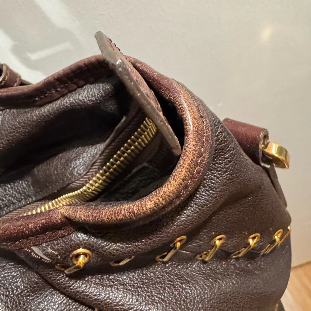 Burberry Prorsum Metal Stitch Lowry Large Brown Leather Tote w/Strap &Dust Bag